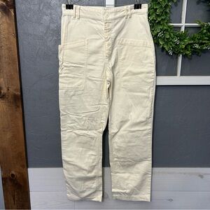 Urban Outfitters Cream button fly straight cotton pants Women's 4
